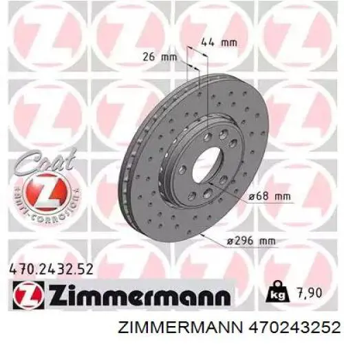 Tarcza hamulcowa przednia Zimmermann 470243252 cena, od 52,82 USD