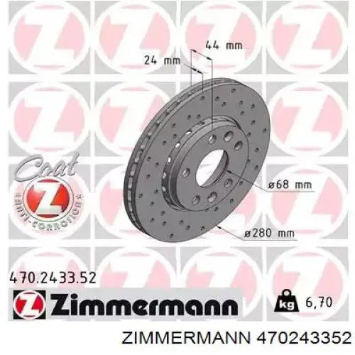 Tarcza hamulcowa przednia Zimmermann 470243352 cena, od 100,77 USD