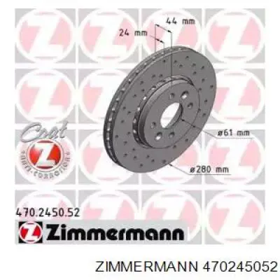 470.2450.52 Zimmermann tarcza hamulcowa przednia