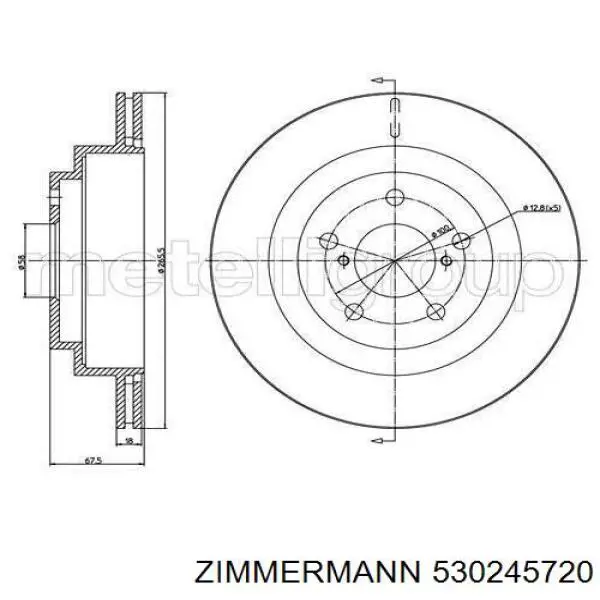 Do koszyka 530245720 Zimmermann Tarcza hamulcowa przednia