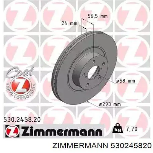 Tarcza hamulcowa przednia Zimmermann 530245820 cena, od 79,54 USD