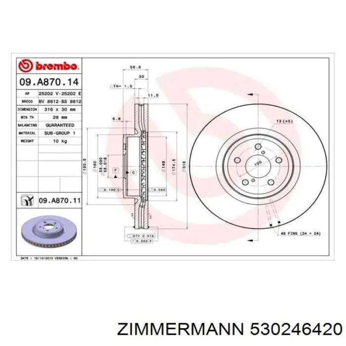Do koszyka 530246420 Zimmermann Tarcza hamulcowa przednia