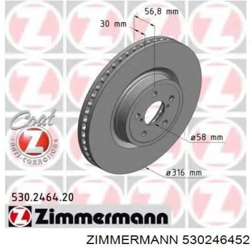 Do koszyka 530246452 Zimmermann Tarcza hamulcowa przednia