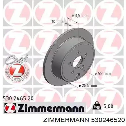 Tarcza hamulcowa tylna Zimmermann 530246520 cena, od 49,28 USD