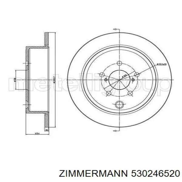 Do koszyka 530246520 Zimmermann Tarcza hamulcowa tylna