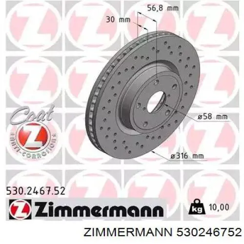 530246752 Zimmermann Tarcza hamulcowa przednia