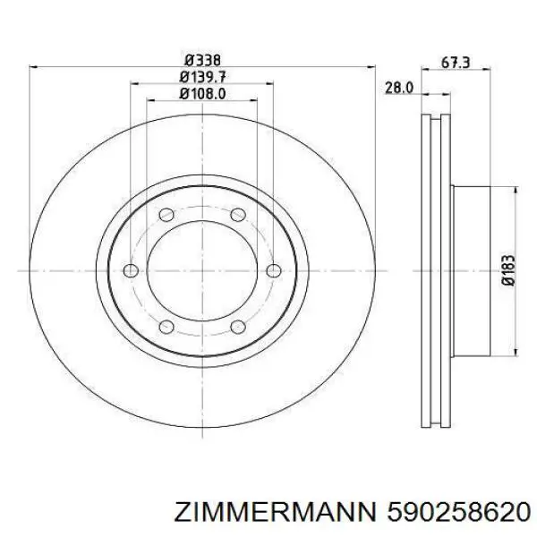 Do koszyka 590258620 Zimmermann Tarcza hamulcowa przednia