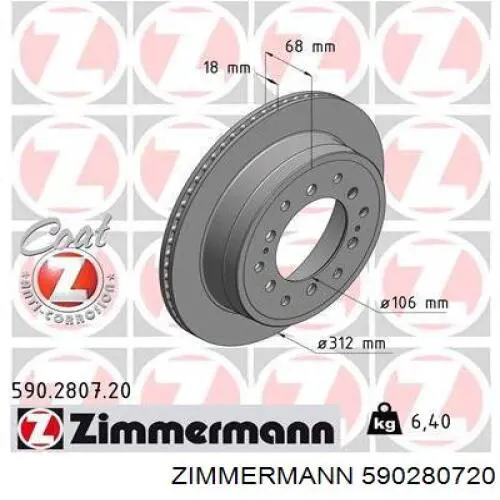 Tarcza hamulcowa tylna Zimmermann 590280720 cena, od 48,25 USD