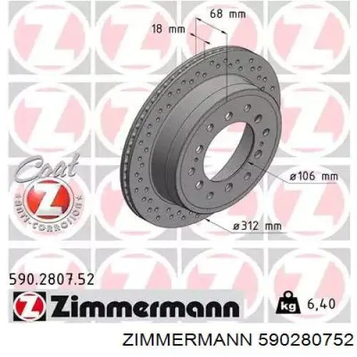 590280752 Zimmermann Tarcza hamulcowa tylna