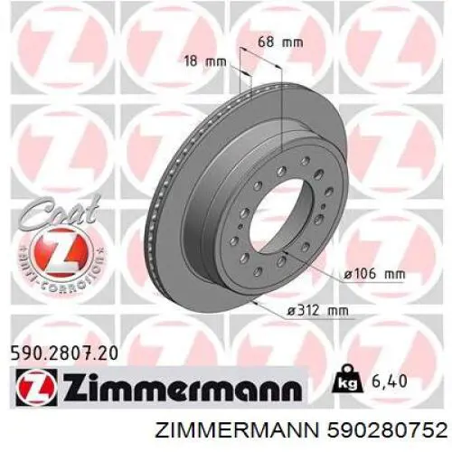 Tarcza hamulcowa tylna Zimmermann 590280752 cena, od 48,25 USD