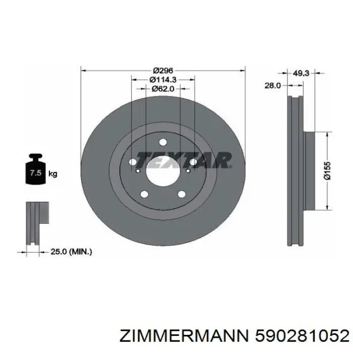Tarcza hamulcowa przednia Zimmermann 590281052 cena, od 53,18 USD