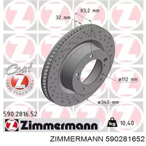 590281652 Zimmermann Tarcza hamulcowa przednia