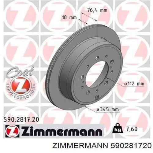 590281720 Zimmermann tarcza hamulcowa tylna