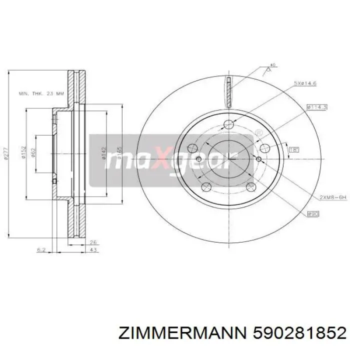 Do koszyka 590281852 Zimmermann Tarcza hamulcowa przednia