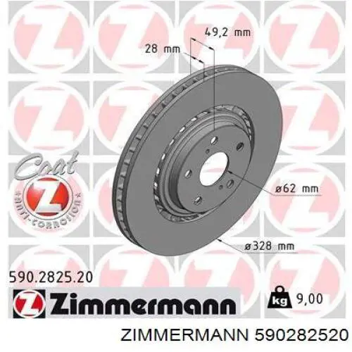 590282520 Zimmermann Tarcza hamulcowa przednia