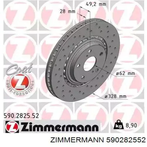 590282552 Zimmermann Tarcza hamulcowa przednia
