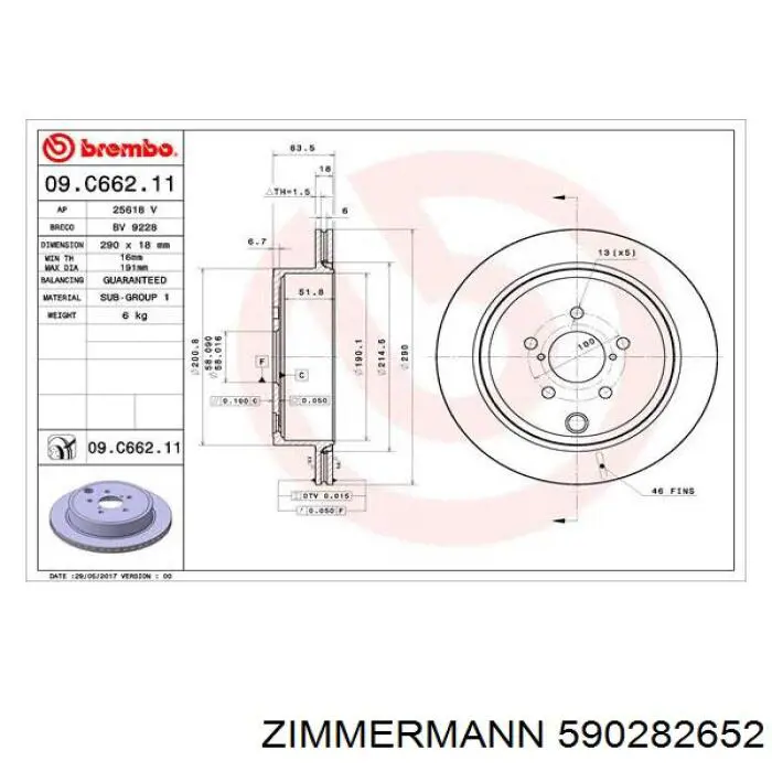 Tarcza hamulcowa tylna Zimmermann 590282652 cena, od 65,91 USD