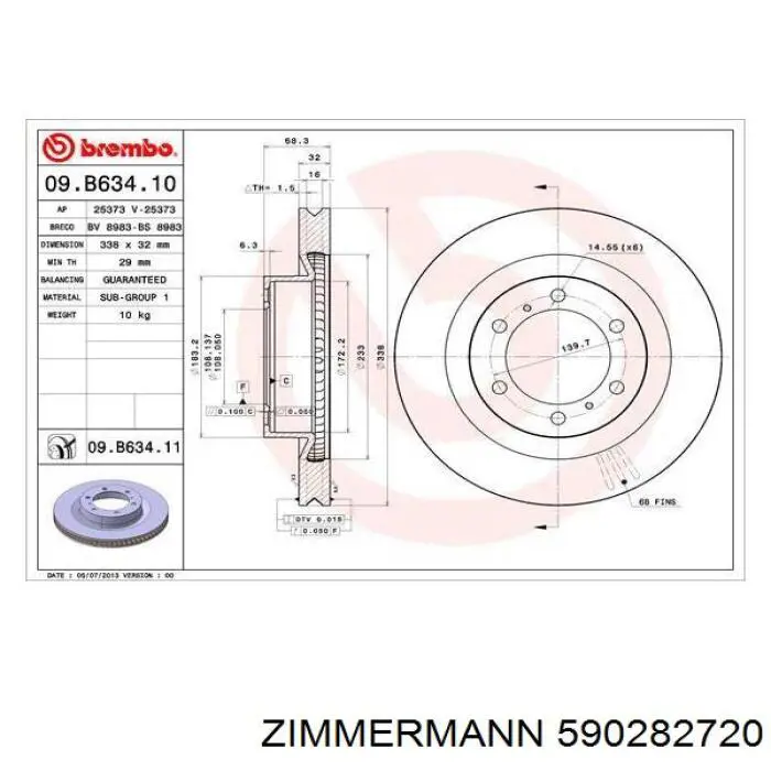Do koszyka 590282720 Zimmermann Tarcza hamulcowa przednia
