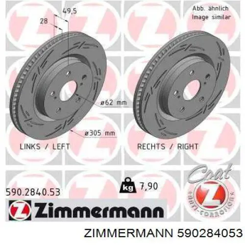 Tarcza hamulcowa przednia Zimmermann 590284053 cena, od 93,11 USD