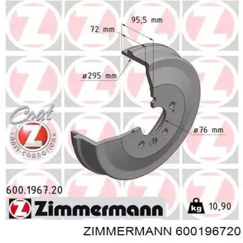 600196720 Zimmermann Bęben hamulcowy tylny