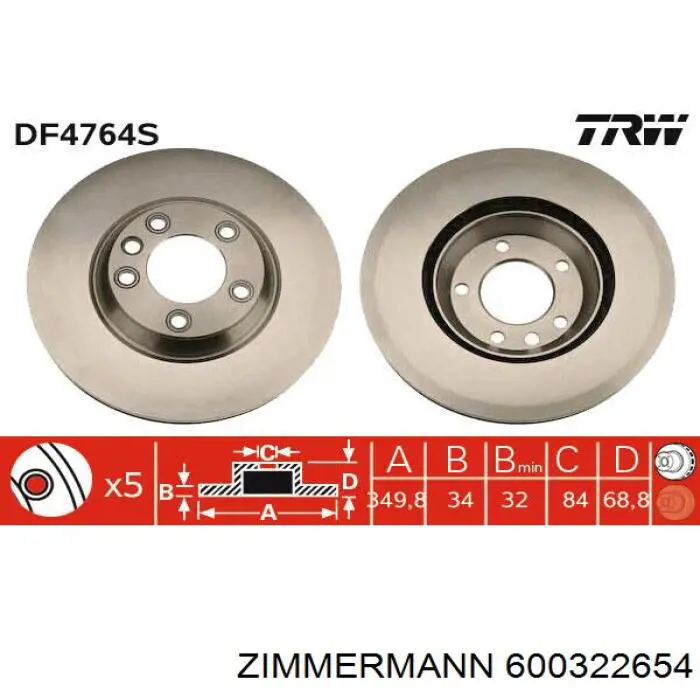 Do koszyka 600322654 Zimmermann Tarcza hamulcowa przednia
