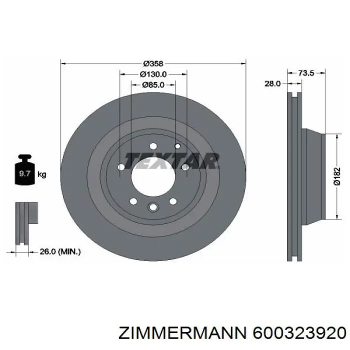 Do koszyka 600323920 Zimmermann Tarcza hamulcowa tylna