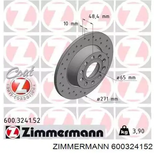 600324152 Zimmermann tarcza hamulcowa tylna