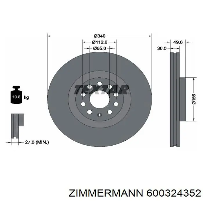 Do koszyka 600324352 Zimmermann Tarcza hamulcowa przednia