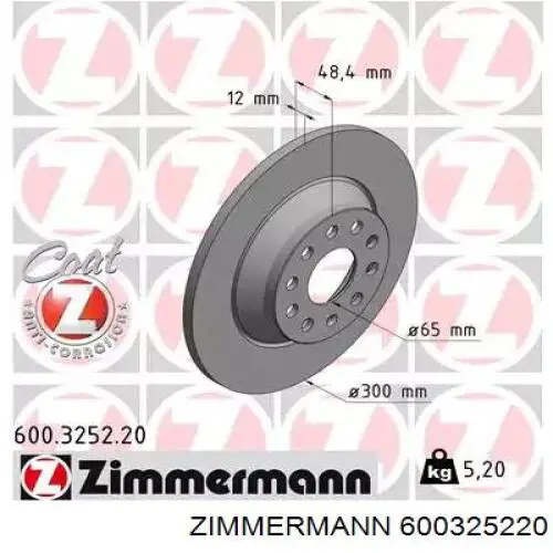 600325220 Zimmermann tarcza hamulcowa tylna