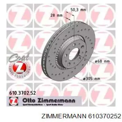 Tarcza hamulcowa przednia Zimmermann 610370252 cena, od 62,09 USD