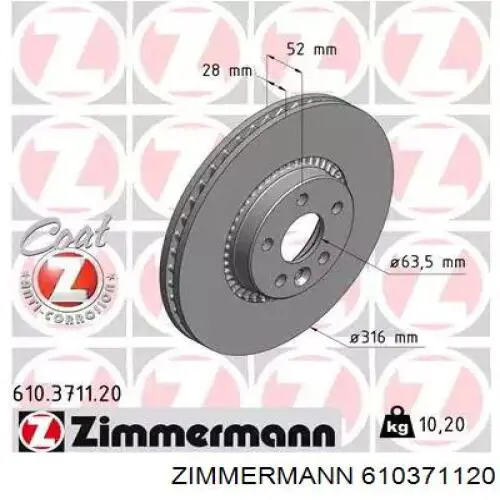 Tarcza hamulcowa przednia Zimmermann 610371120 cena, od 65,39 USD