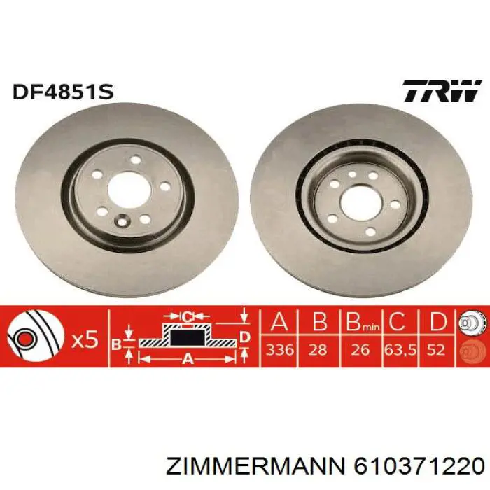 Do koszyka 610371220 Zimmermann Tarcza hamulcowa przednia