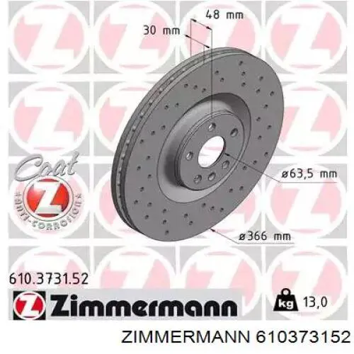 610373152 Zimmermann Tarcza hamulcowa przednia