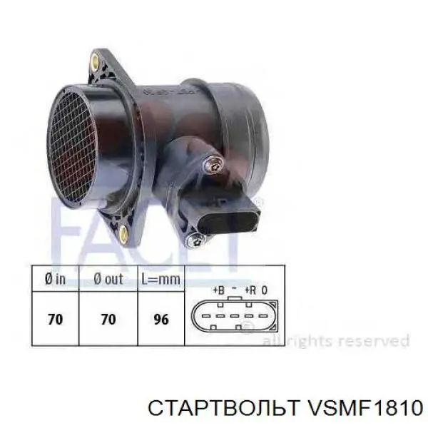 VSMF1810 STARTVOLT czujnik przepływu powietrza, przepływomierz powietrza m.a.f.