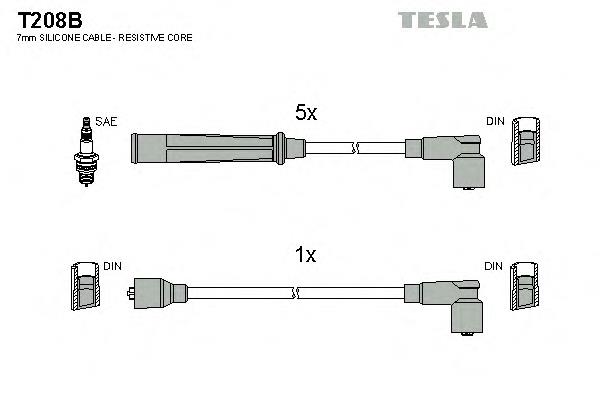 Zestaw przewodów wysokiego napięcia T208B Tesla