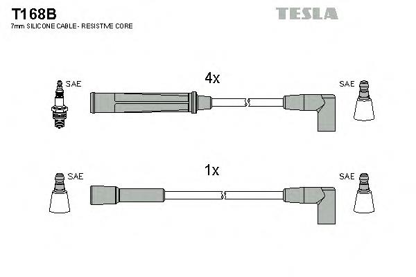 T168B Tesla zestaw przewodów wysokiego napięcia