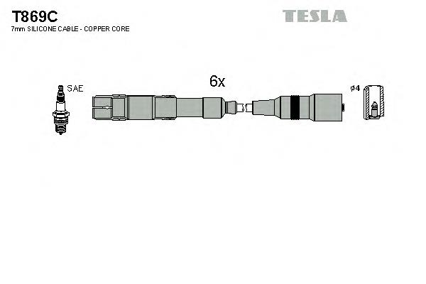 T869C Tesla zestaw przewodów wysokiego napięcia