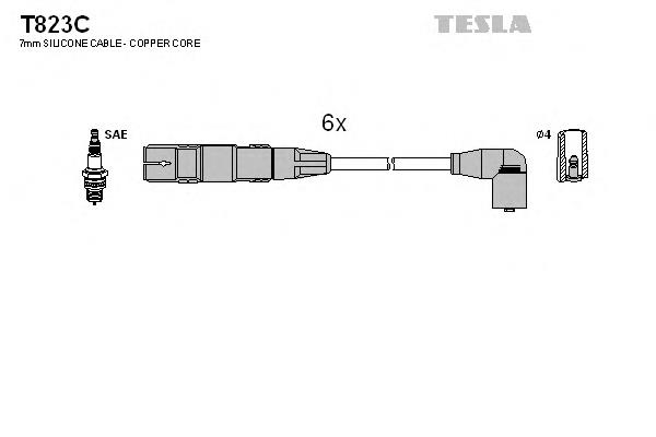 Zestaw przewodów wysokiego napięcia T823C Tesla