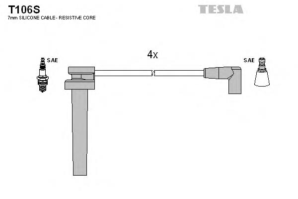 Zestaw przewodów wysokiego napięcia T106S Tesla