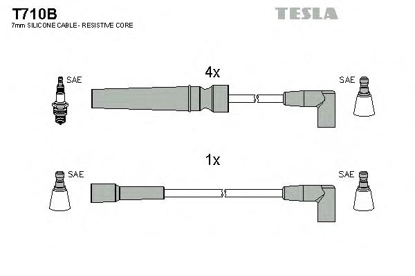 T710B Tesla zestaw przewodów wysokiego napięcia