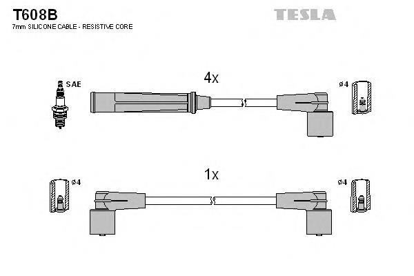 Zestaw przewodów wysokiego napięcia T608B Tesla