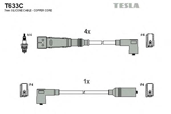 T633C Tesla zestaw przewodów wysokiego napięcia