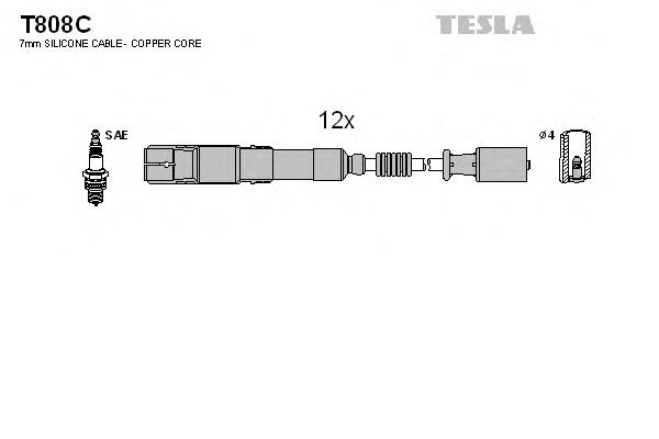 Zestaw przewodów wysokiego napięcia T808C Tesla