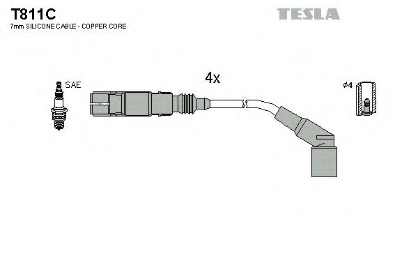 Zestaw przewodów wysokiego napięcia T811C Tesla