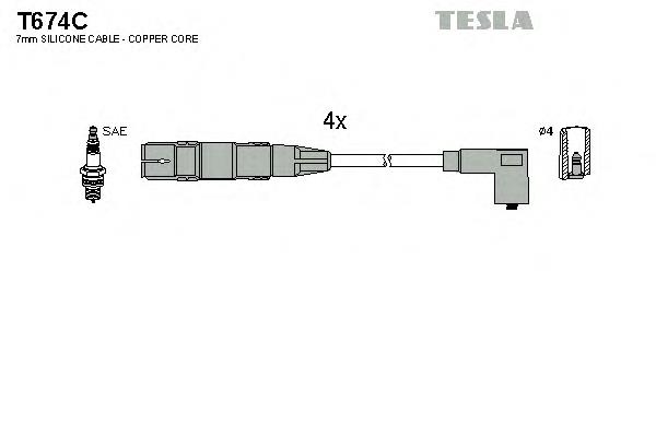 T674C Tesla Zestaw przewodów wysokiego napięcia