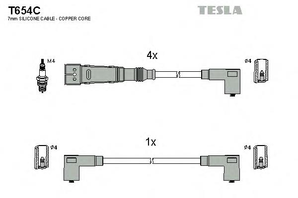 T654C Tesla zestaw przewodów wysokiego napięcia