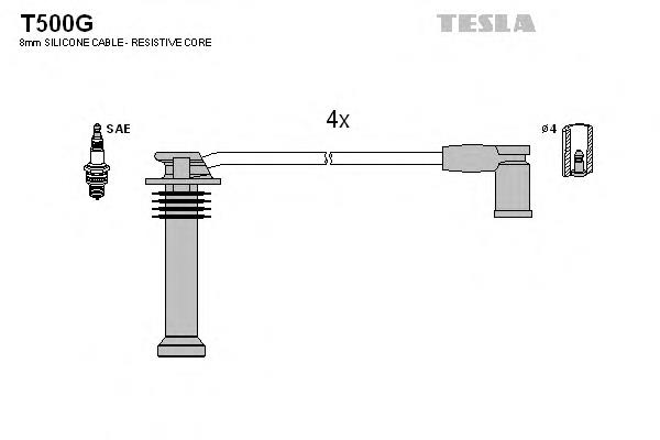 T500G Tesla zestaw przewodów wysokiego napięcia