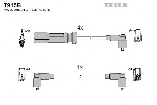 Zestaw przewodów wysokiego napięcia T915B Tesla