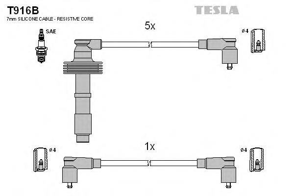 Zestaw przewodów wysokiego napięcia T916B Tesla