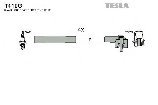 Zestaw przewodów wysokiego napięcia T410G Tesla